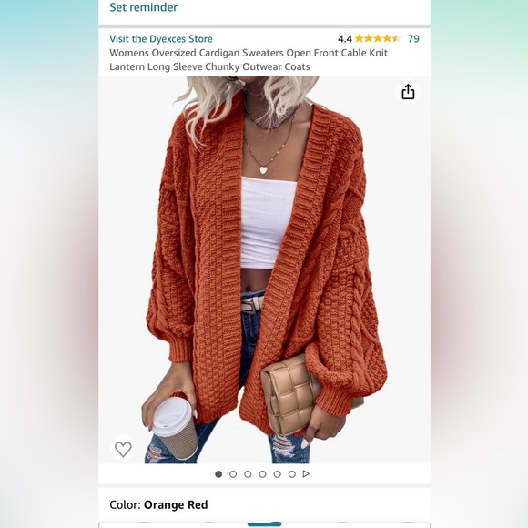 Medium Chunky burnt orange sweater cardigan​ - Picture 3 of 3